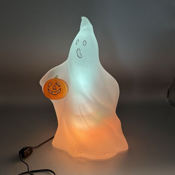 Vtg Ghost Light Up Dept 56 Acrylic Blow Mold Color Changing Halloween Decor 12"T - Picture 6 of 17